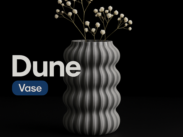 Vaso Dune: Modern Elegant 3D Printed PLA Vase