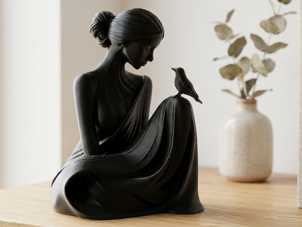 Bird Whisperer Lady Sculpture — Elegant Art