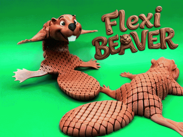 Flexi Beaver - 3D Printed in Durable PLA