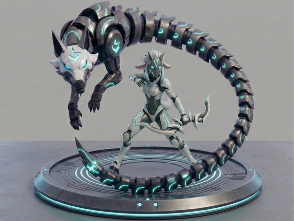 Dioramă Cyber-Kindred (Fanart League of Legends)