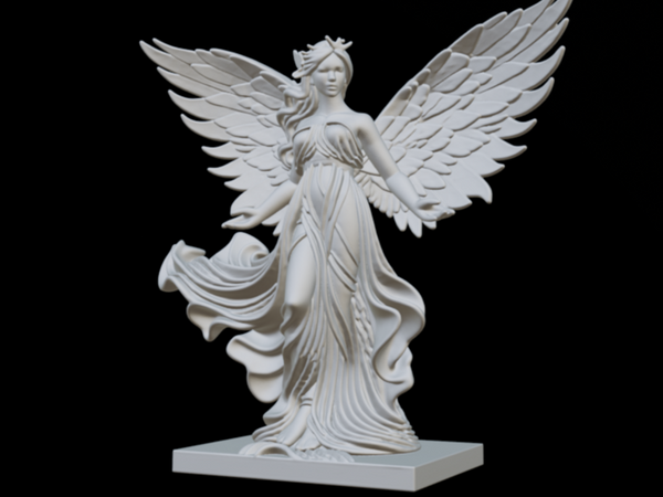 Elegant Angel Fairy Sculpture with Flowing Wings - Handcrafted in PLA