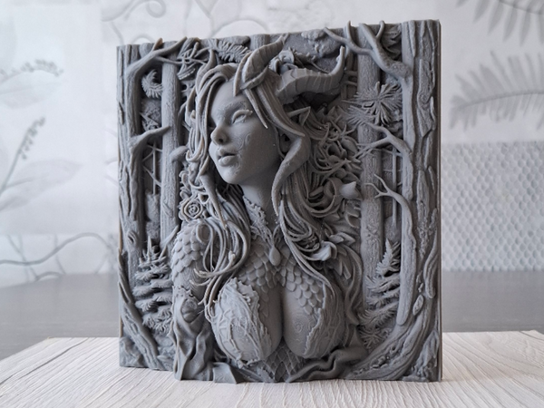 Sylvan Dragoness - Relief Sculpture