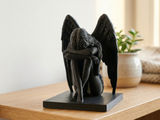 Crying Angel Sculpture - 3D Printed PLA Winged Figure Decor