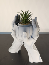 3D Printed Hands Vase in Durable PLA - Unique Planter for Succulents