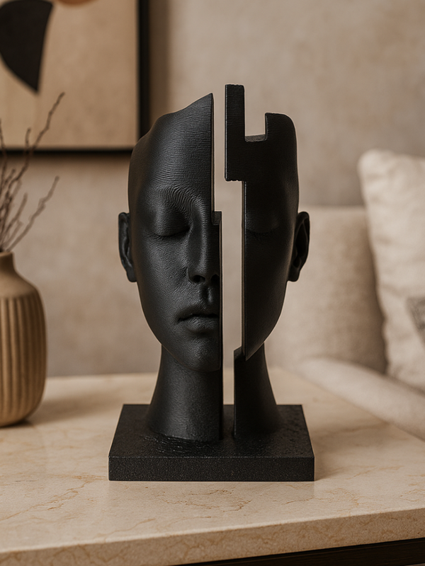 Mind Gap Abstract Face Sculpture - Modern Art