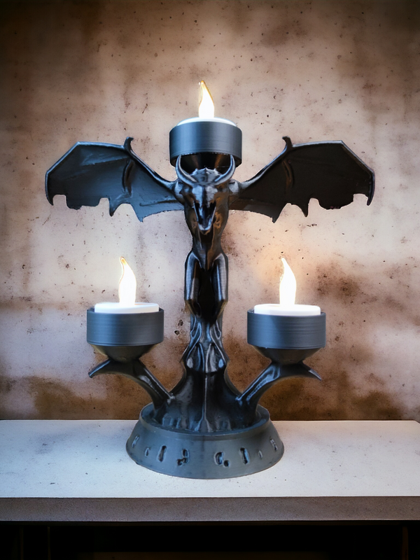 Gothic PLA Candle Holder - Guardian of Shadows: Dark Elegance