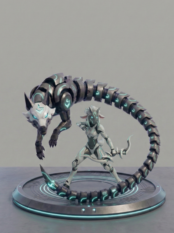Dioramă Cyber-Kindred (Fanart League of Legends)