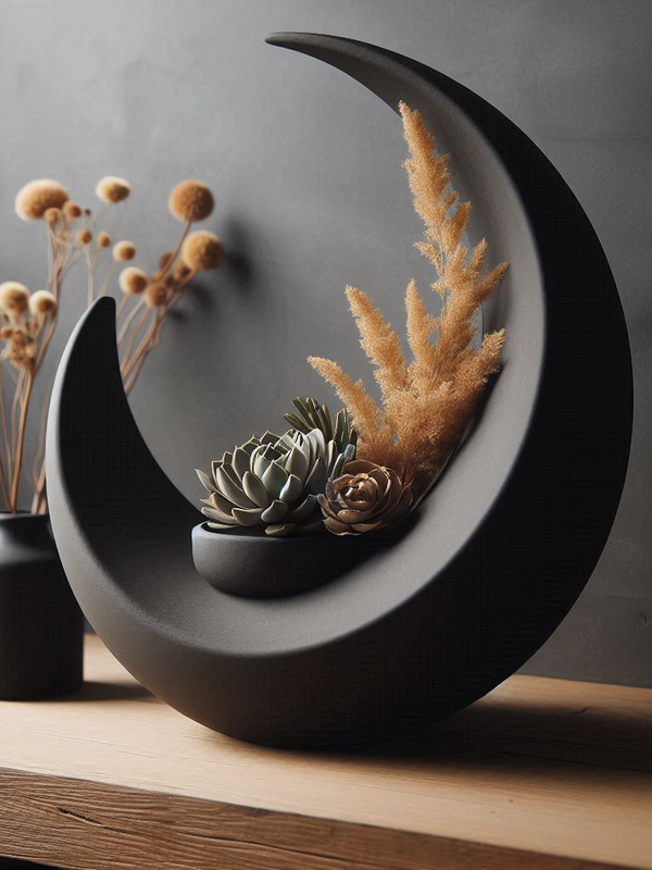 Stunning PLA Designer Crescent Decorative Object: Unique Vase & Vessel