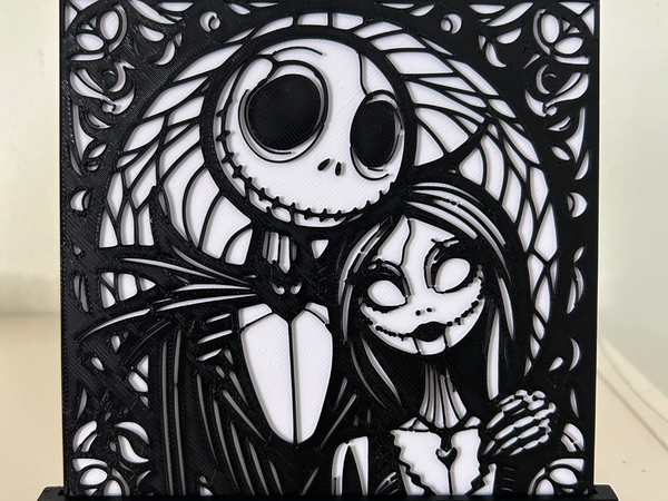 Nightmare Before Christmas Jack & Sally Portrait - Custom 3D Printed PLA Figurine