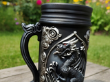 Halbă de bere PLA Drachenkrug: Halba de bere epică, fantastică, cu relief detaliat de dragon