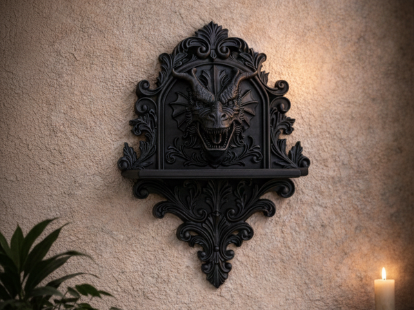 Gothic Dragon Wall Shelf – Dark Decor / Leviathan