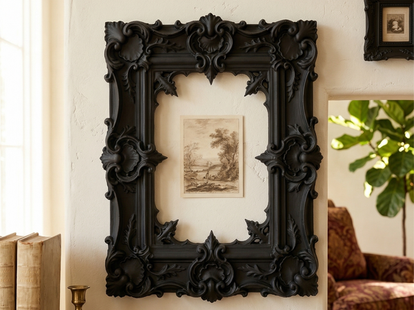 Cadru baroc rococo - Vitrina din abanos, imprimat 3D în PLA negru mat