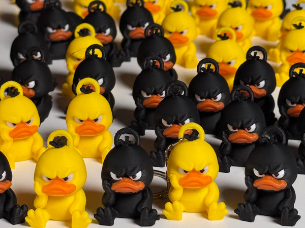 3D Printed Mini Angry Duck - PLA Desk Buddy & Keychain