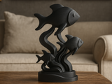 Elegant Stylish Fish Sculpture - Handcrafted with Matte Black PLA