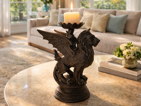 Suport de lumânare Chimera Guardian Dark Fantasy - PLA Negru Mat
