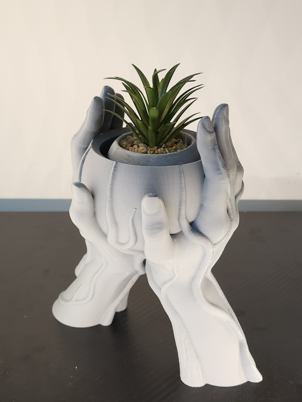 3D Printed Hands Vase in Durable PLA - Unique Planter for Succulents