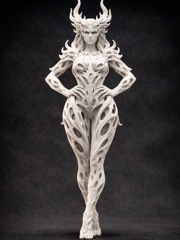 Horned Demon Queen Fantasy Statue - Handcrafted PLA