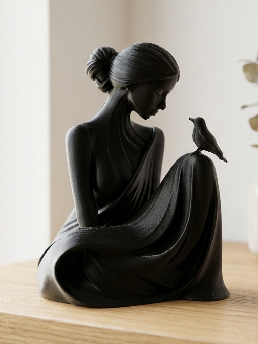 Bird Whisperer Lady Sculpture — Elegant Art