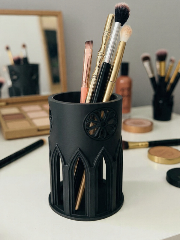 Gothic Cathedral Makeup Brush Holder - 3D Printed in Durable PLA
