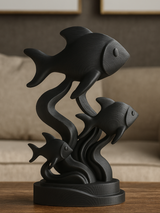 Elegant Stylish Fish Sculpture - Handcrafted with Matte Black PLA