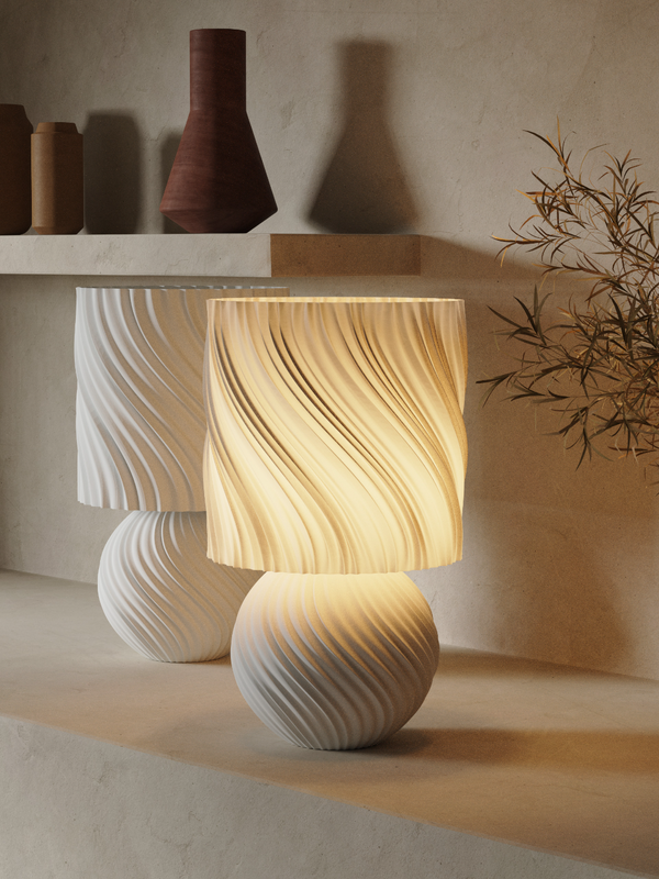 STONED LAMP - Japandi Ambient Wave Table Lamp in PLA