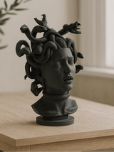 Elegant Medusa Bust Sculpture - Custom 3D Printed in Black PLA