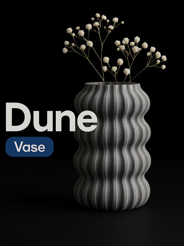 Vaso Dune: Modern Elegant 3D Printed PLA Vase