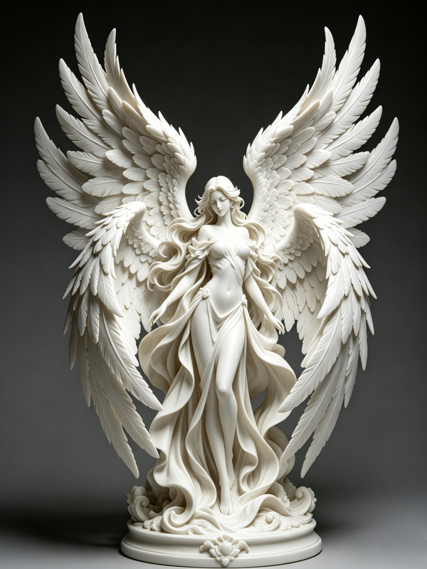 Guardian Angel 3D Printed Statue - Handmade PLA Artisan Craft