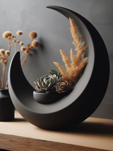 Obiect decorativ unic imprimat 3D din PLA, în formă de semilună, vază și vas