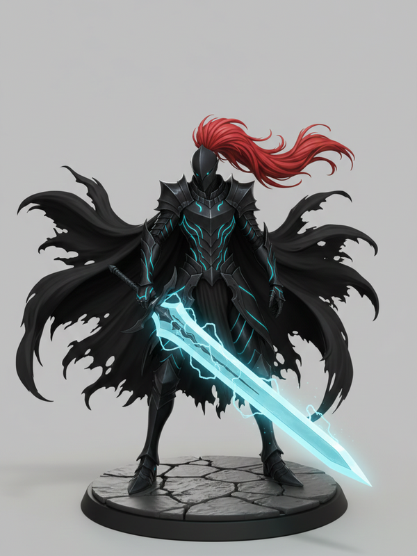 Dark Fantasy Shadow Knight Igris Figure - Handcrafted PLA 15cm Collectible