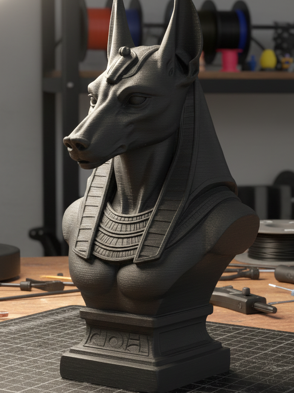 Anubis Guardian of the Underworld High-Detail Bust - 3D Printed in Durable PLA
