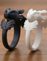 Set 2 Inele Toothless și Light Fury - Bijuterii Dragon Printate 3D din PLA